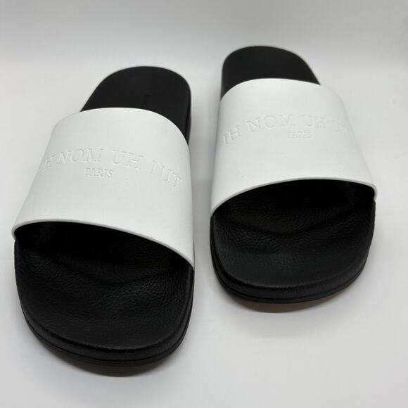 Ih Nom Uh Nit Leather Sandals Black with White Logo Strap EU 46 - Picture 1 of 8